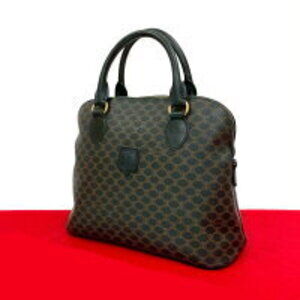 Celine Macadam Blason logo leather handbag Boston bag black brown 018 4
